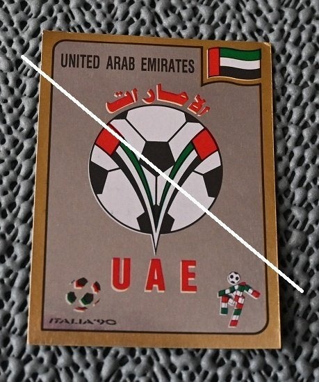 Panini italia 90 Embleem UAE, Verzenden, Gebruikt, Poster, Plaatje of Sticker