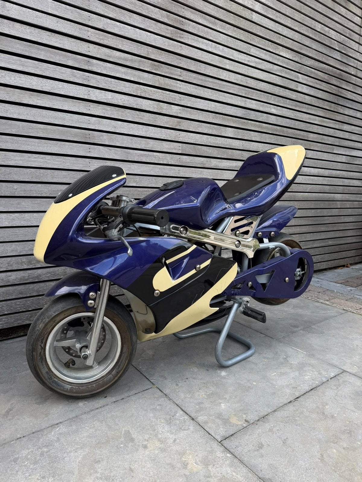 Pocketbike / minibike blauw-geel – sportieve uitvoering, Ophalen, Gebruikt, Overige typen