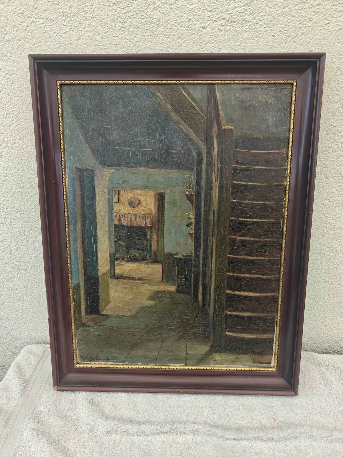 Interieur schilderij van Pieter Stobbaerts, Ophalen, Paneel, Stilleven, Gesigneerd