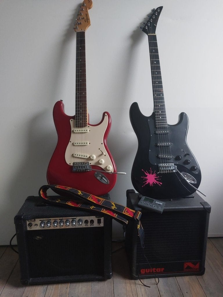 gitaren met versterker, Muziek en Instrumenten, Ophalen, Gebruikt, Met versterker