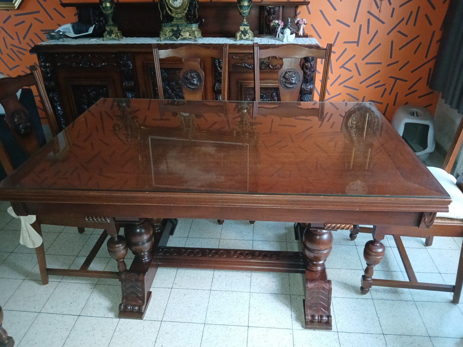 oude tafel met 6 stoelen, Antiek en Kunst, Ophalen
