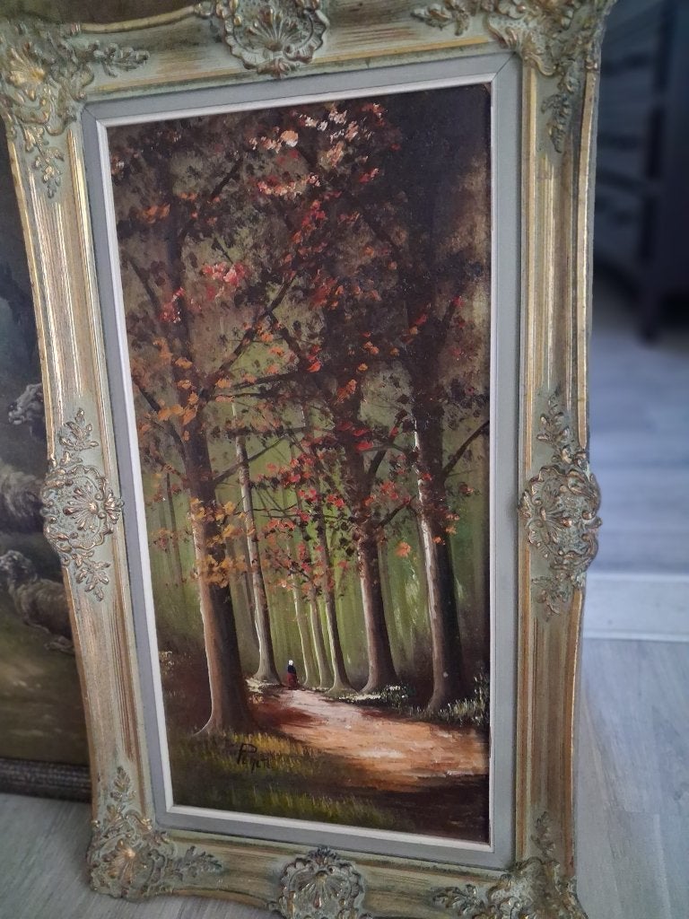 *Prachtig gesigneerd antiek schilderij met zéér mooie kader, Antiek en Kunst, Ophalen of Verzenden, Bijzondere lijst, Doek