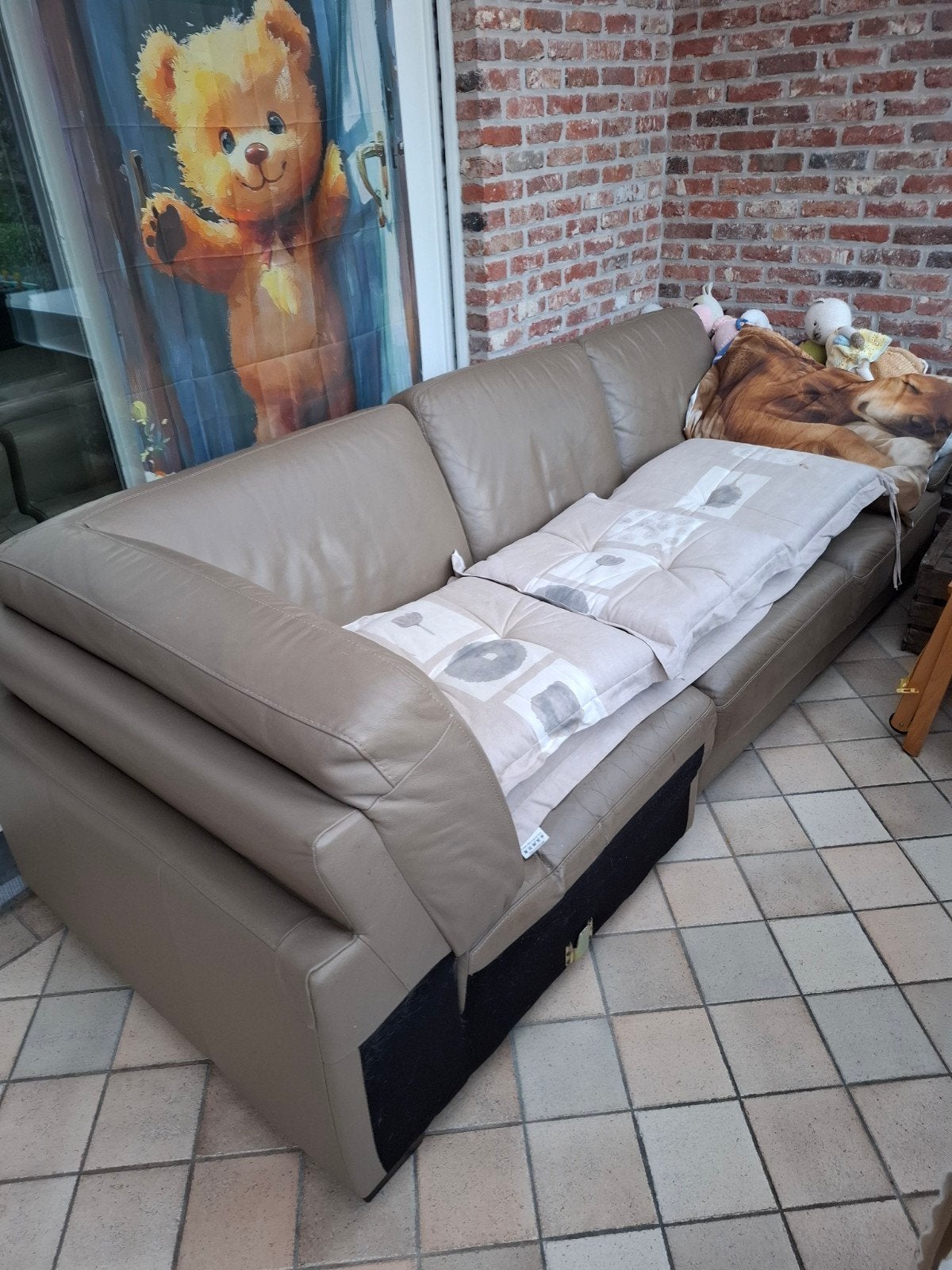 één deel van een lederen hoeksalon, Huis en Inrichting, Ophalen, Gebruikt, Leer