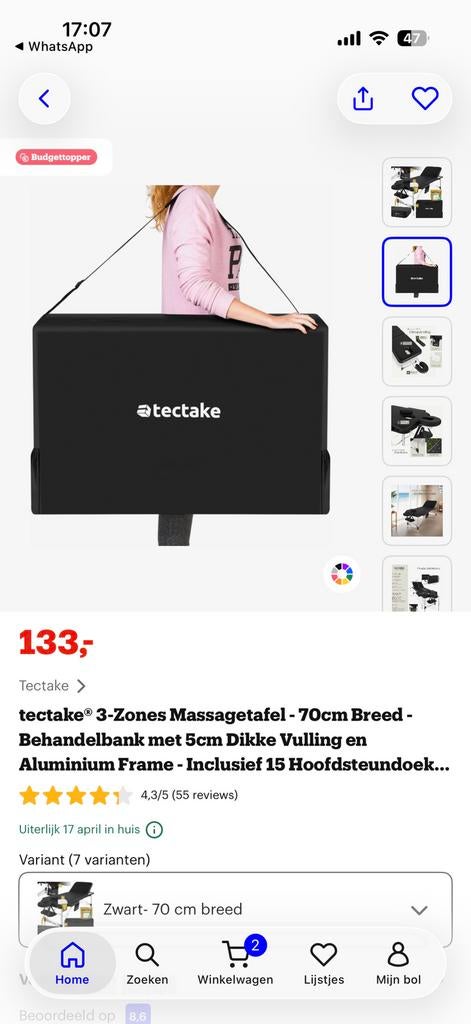 Massagetafel, massage tafel, Ophalen, Nieuw