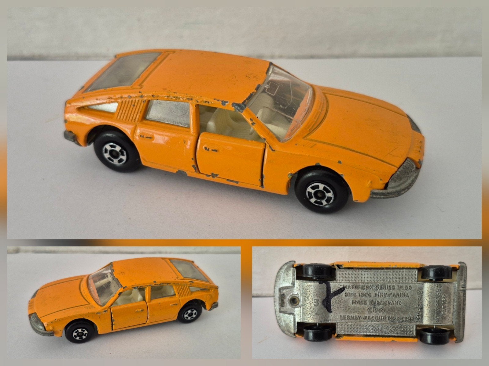 Matchbox SF 56-A 1969 BMC Pininfarina (orange), Ophalen of Verzenden, Gebruikt, Auto
