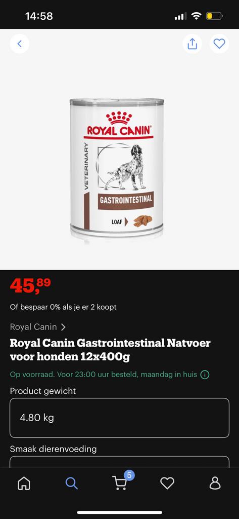 Royal Canin Gastrointestinal 39 blikken (400g), Ophalen, Hond