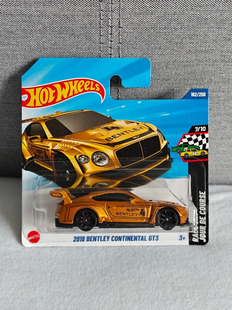 Hot Wheels 2018 Bentley Continental GT3 Goud Race Day 2025, Ophalen of Verzenden, Nieuw, Auto
