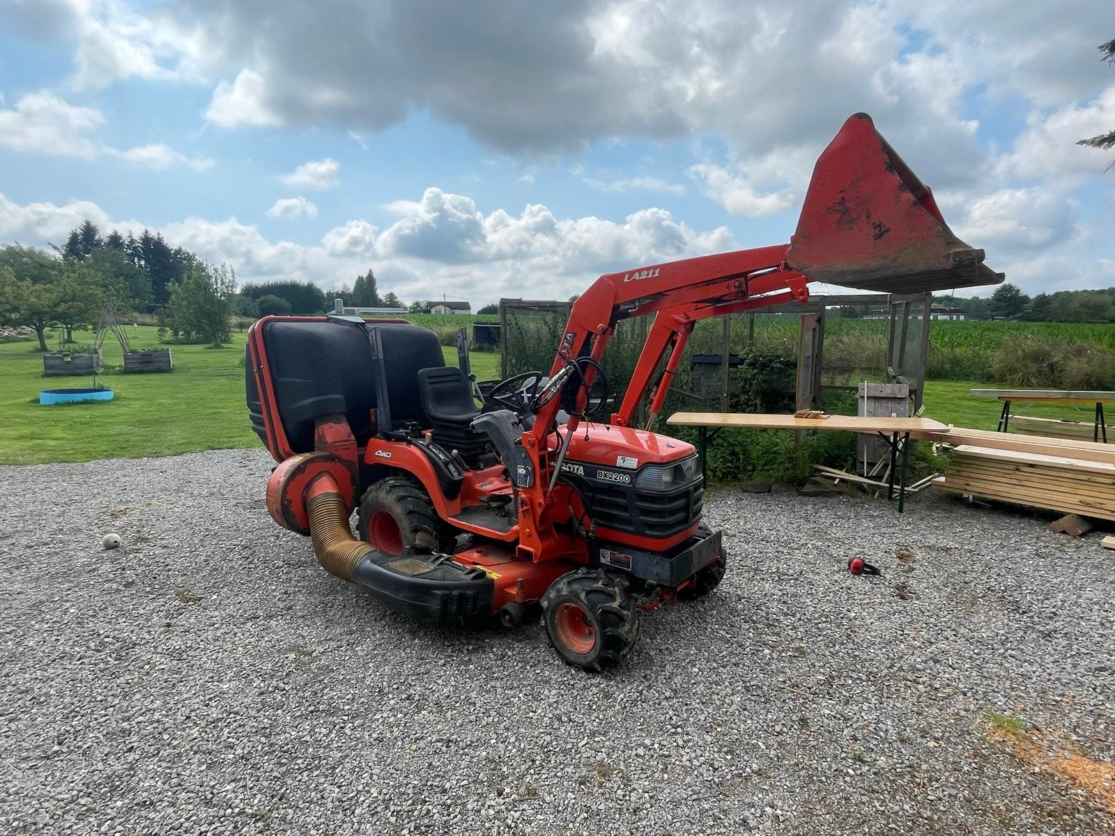 Kubota bx2200, Enlèvement