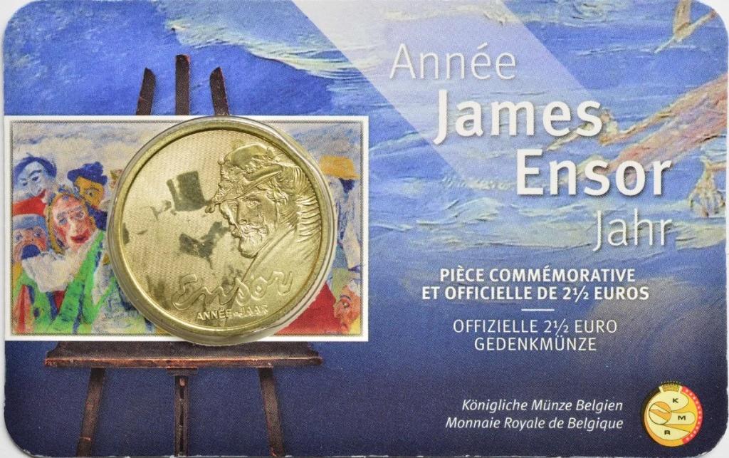 2,5 euros Belgique 2024 James Ensor en coincard française, Enlèvement ou Envoi, Belgique, 5 euros