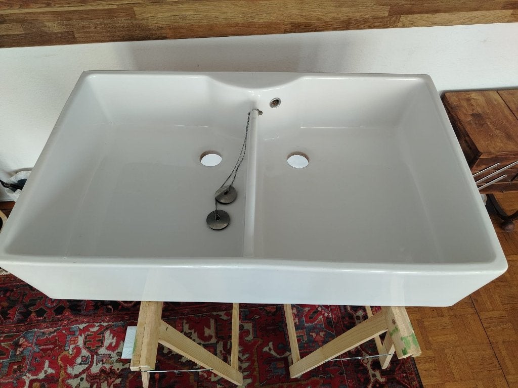 Grand évier émaille, Bricolage & Construction, Sanitaire, Enlèvement, Utilisé, Lavabo