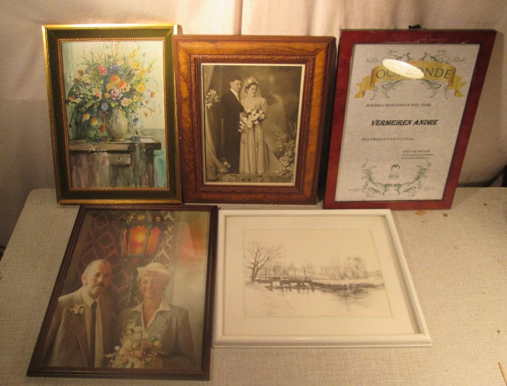 5 Mooie Retro houten Fotolijsten - 30x25, TV, Hi-fi & Vidéo, Photo | Cadres photo, Enlèvement ou Envoi, Avec verre, Comme neuf
