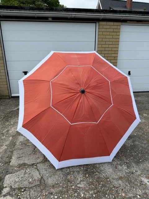 Oranje parasol met voet, Ophalen, Gebruikt, 1 tot 2 meter, Overige typen