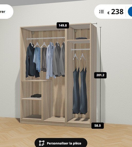 Pax IKEA kledingkast 150x58x201 cm eikenkleur, Huis en Inrichting, Kasten | Kleerkasten, Ophalen, Eikenhout