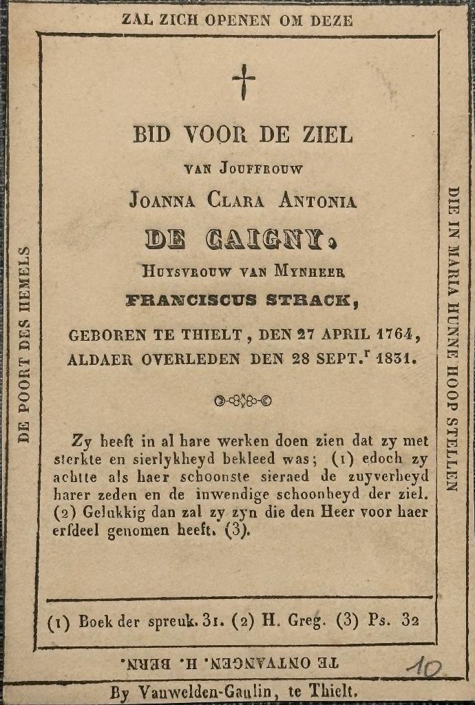 Bidprentjes DE CAIGNY gezocht, Verzamelen, Ophalen of Verzenden, Bidprentje