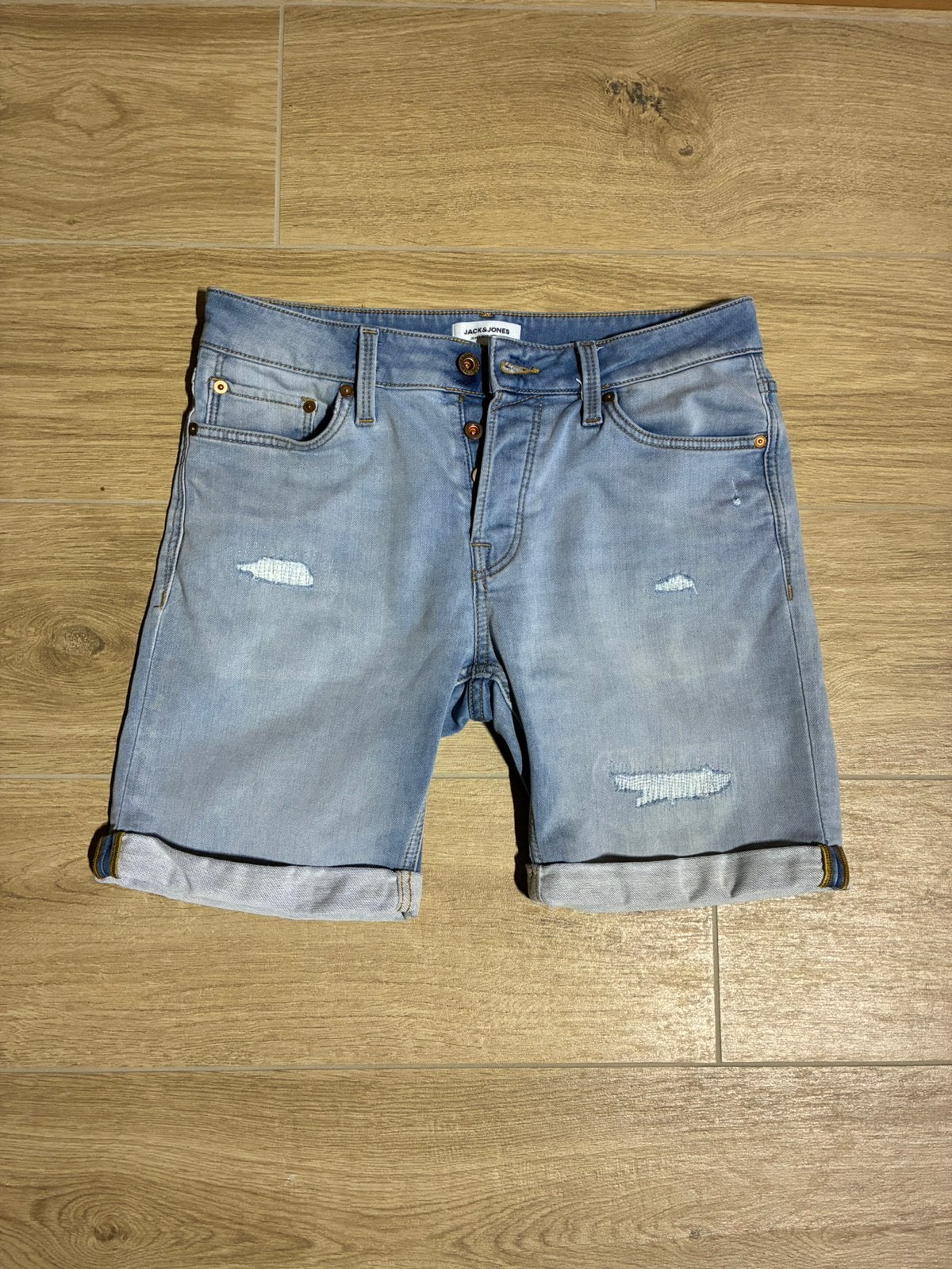 Jean court (coupe classique, taille S) - Jack & Jones, Enlèvement ou Envoi, Comme neuf, Bleu, W32 (confection 46) ou plus petit