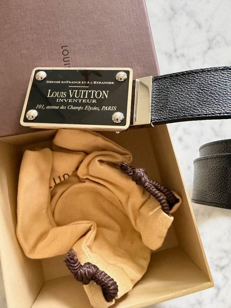 Ceinture réversible noir/gris Louis Vuitton, Vêtements | Hommes, 95 à 105 cm, Comme neuf, Enlèvement, Ceinture