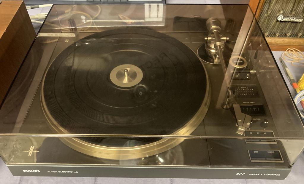 Vintage Philips 877 Direct Control platenspeler, Audio, Tv en Foto, Platenspelers, Ophalen, Philips, Gebruikt, Automatisch