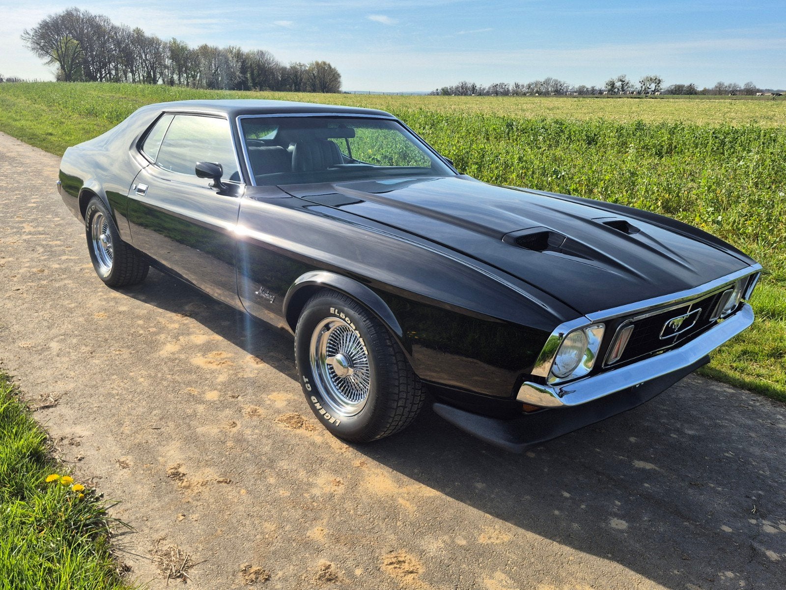Ford mustang grande 1973 5 liter benzine, Auto's, Zwart, Zwart, Particulier, Mustang