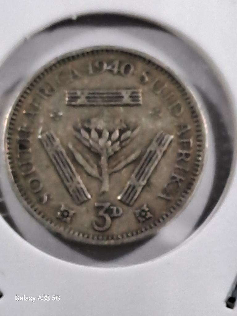 Afrique du Sud, George VI, 3 pence 1940, Enlèvement ou Envoi, Afrique du Sud, Monnaie en vrac, Argent