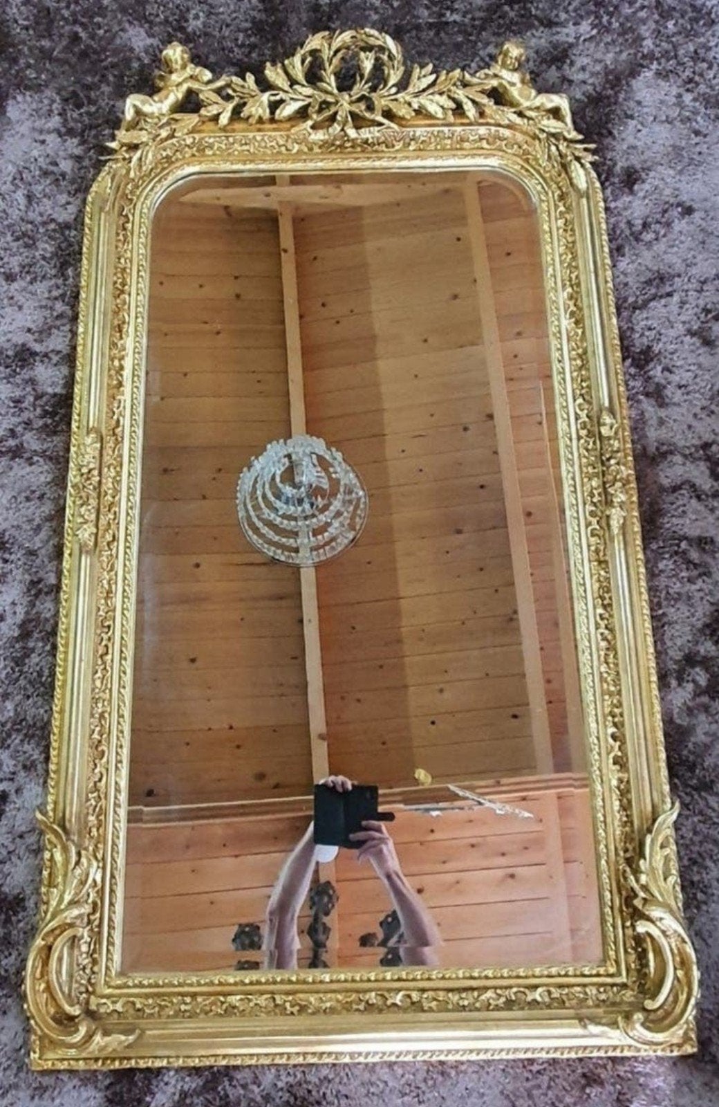 Gouden Spiegel met Engeltjes, Antiek en Kunst, Ophalen