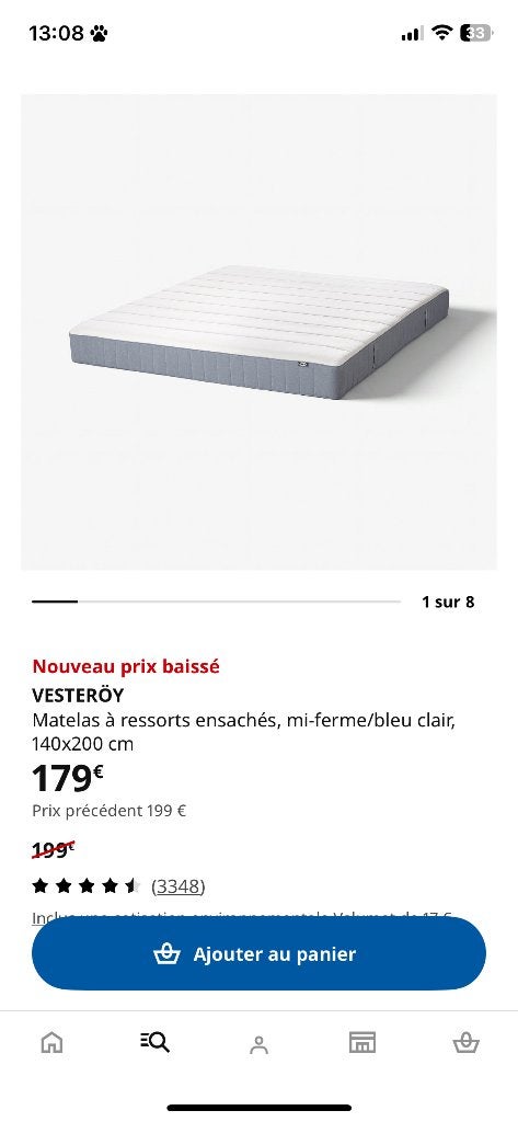 Matelas IKEA 140/200, Matelas, Enlèvement, 200 cm, Deux personnes