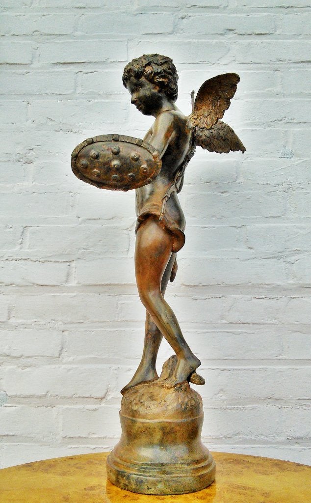 Pierre Chenet XL bronzen beeld Cupido/Amor, Antiek en Kunst, Overige onderwerpen, Gemerkt, Brons, Beeld