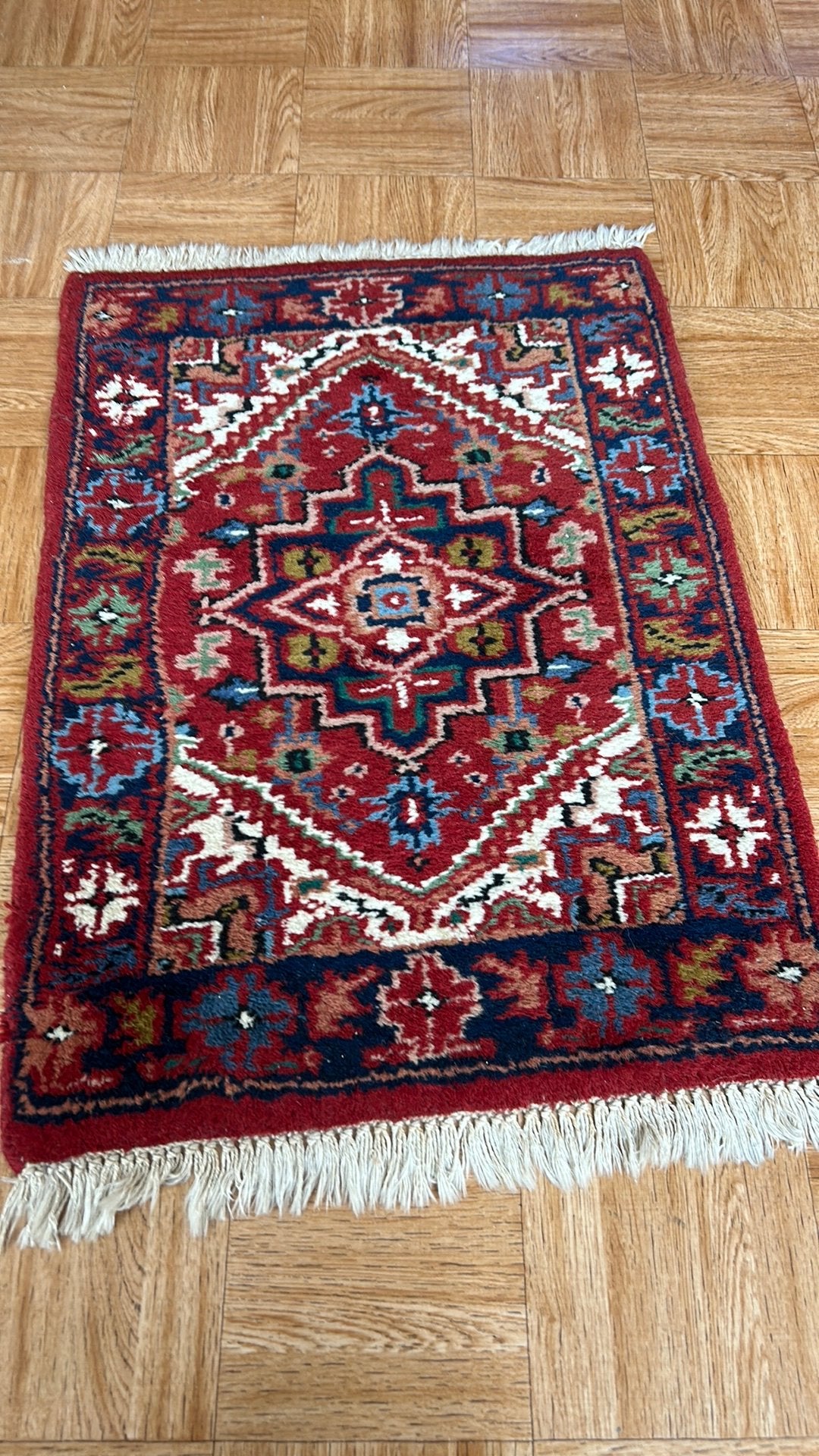 Oud Heriz tapijtje 50 x 70 cm, Ophalen of Verzenden