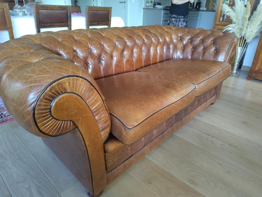 Chesterfield 2-zit, Huis en Inrichting, Fauteuils, Ophalen, Gebruikt, Minder dan 75 cm, Chesterfield