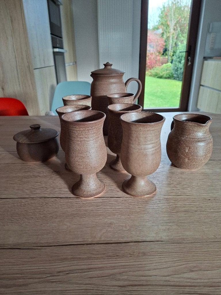 Service à café en poterie de Vallauris, Maison & Meubles, Service complet, Poterie, Comme neuf, Enlèvement