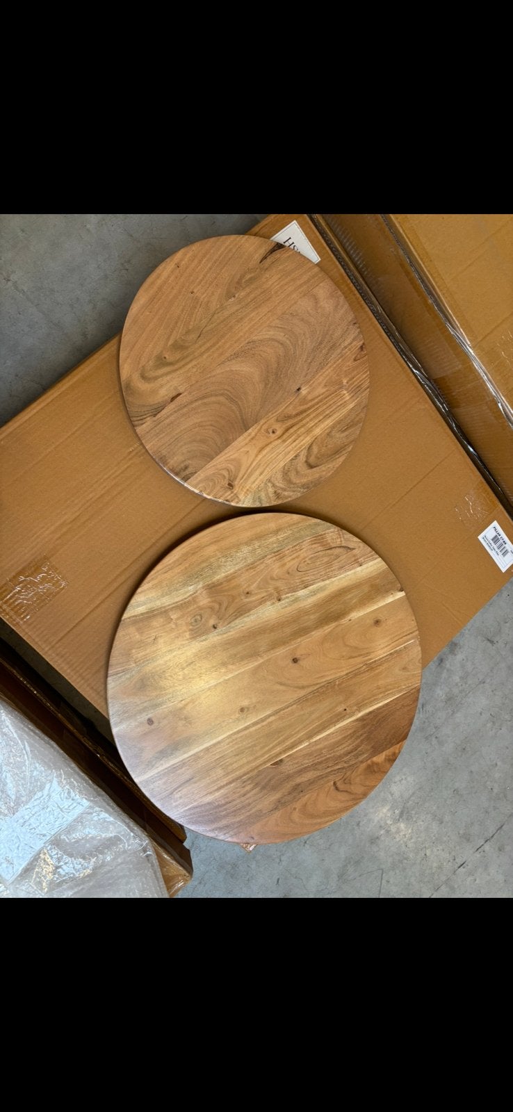Set van 2 nieuwe ronde tafelbladen HSM collectie, Rond, Nieuw, Tafelblad, Overige houtsoorten