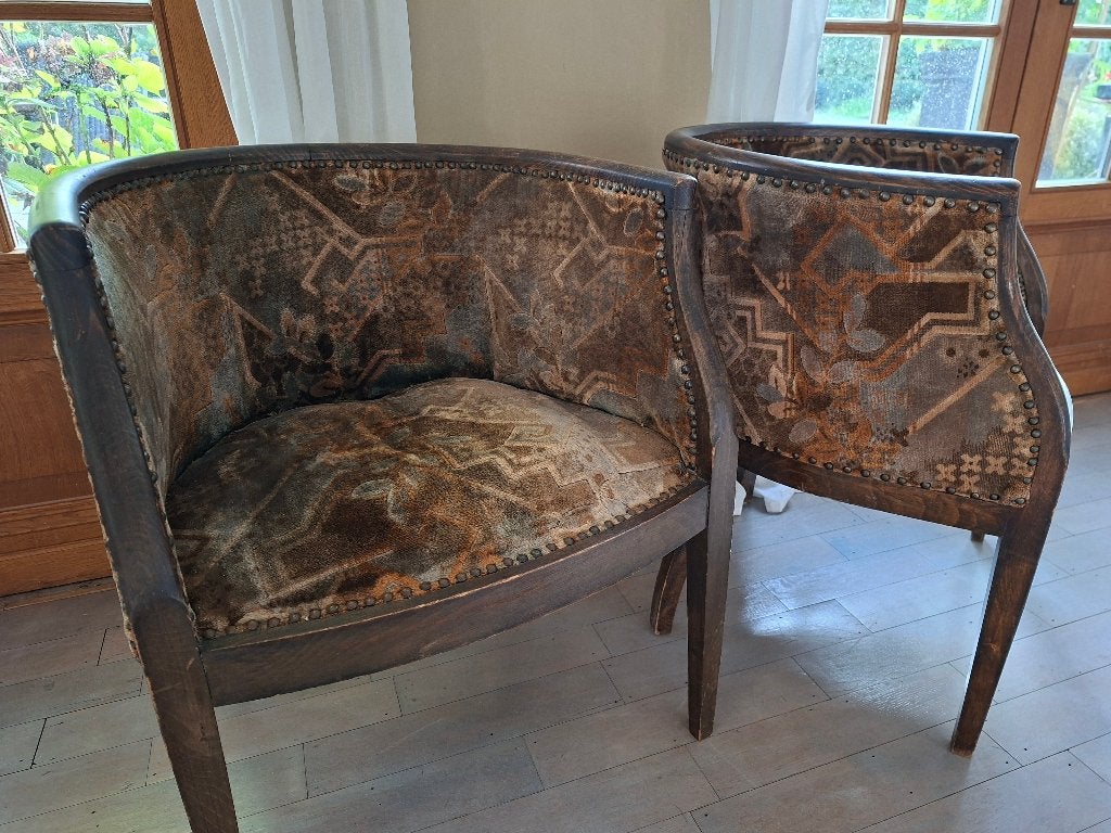 Twee art deco zetels met originele stof 1934, Ophalen