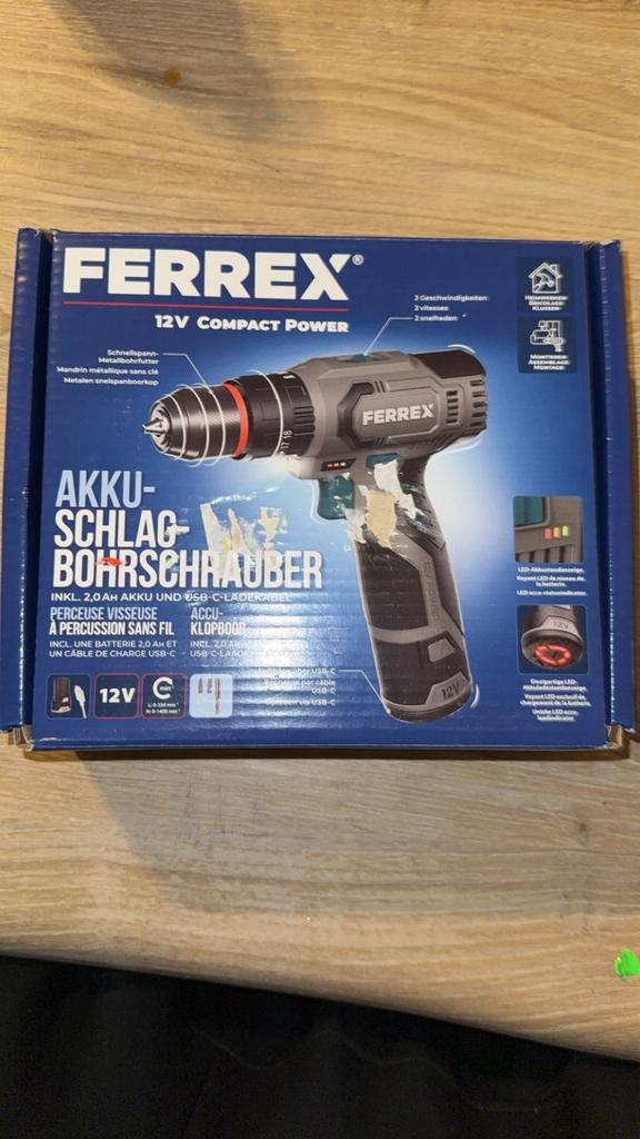 FERREX 12V BOORMACHINE NIEUW!, Ophalen, Zo goed als nieuw, Boormachine