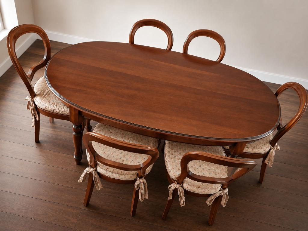 Klassiek houten eettafel met 6 stoelen en kussens, Huis en Inrichting, Tafels | Eettafels, Zo goed als nieuw, 50 tot 100 cm, 150 tot 200 cm