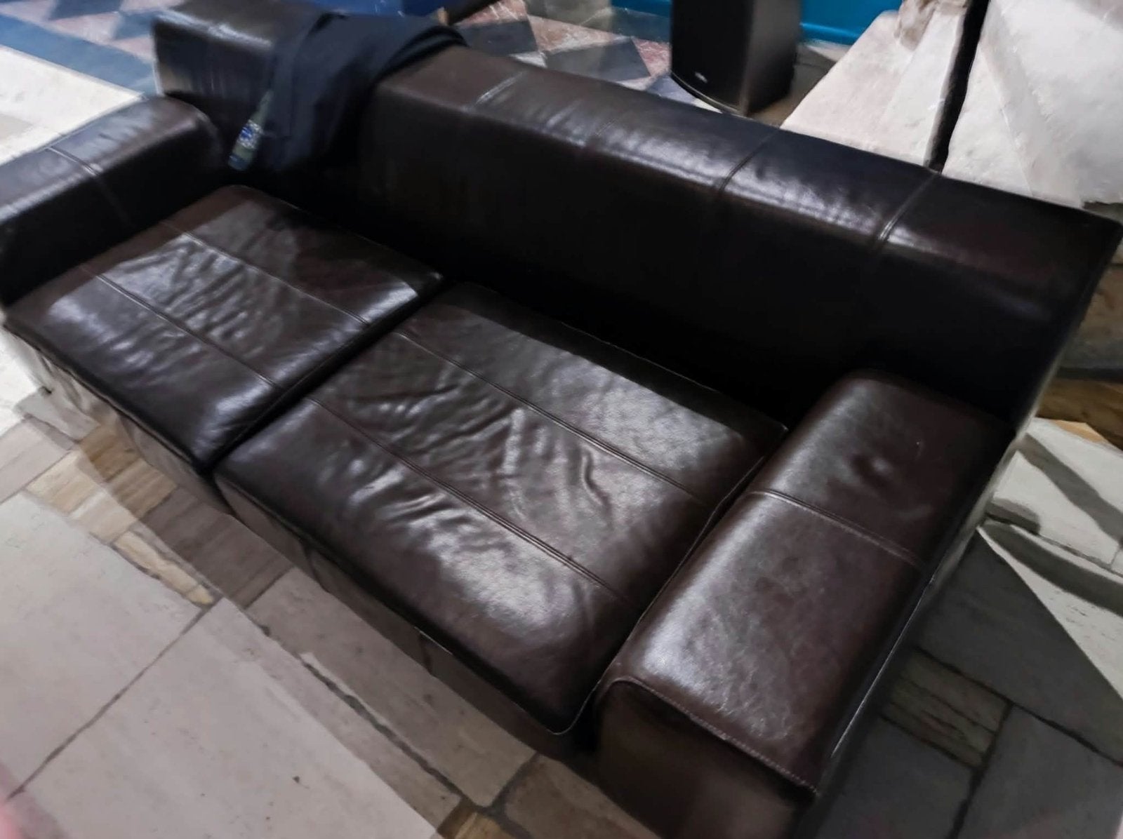 Canape cuir ikea brun, Ophalen, Gebruikt, Leer