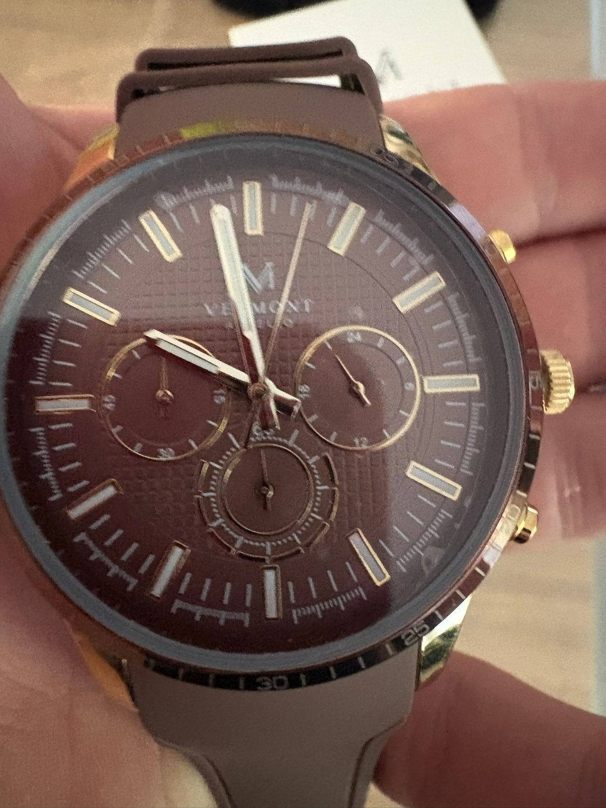 Bruin horloge Veymont, Bijoux, Sacs & Beauté, Montres | Hommes, Autres marques, Enlèvement ou Envoi, Acier, Synthétique