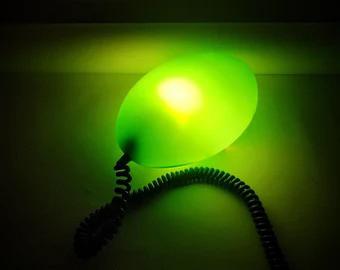 Vintage IKEA LÖV lamp - Groen cocoon design met blauw snoer, Ophalen, Zo goed als nieuw