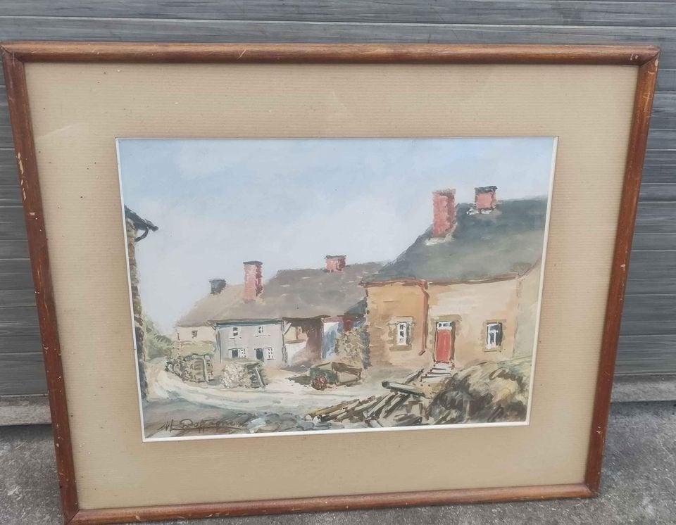 Aquarelle maison signe Mariette doffagne, Enlèvement ou Envoi, Aquarelle