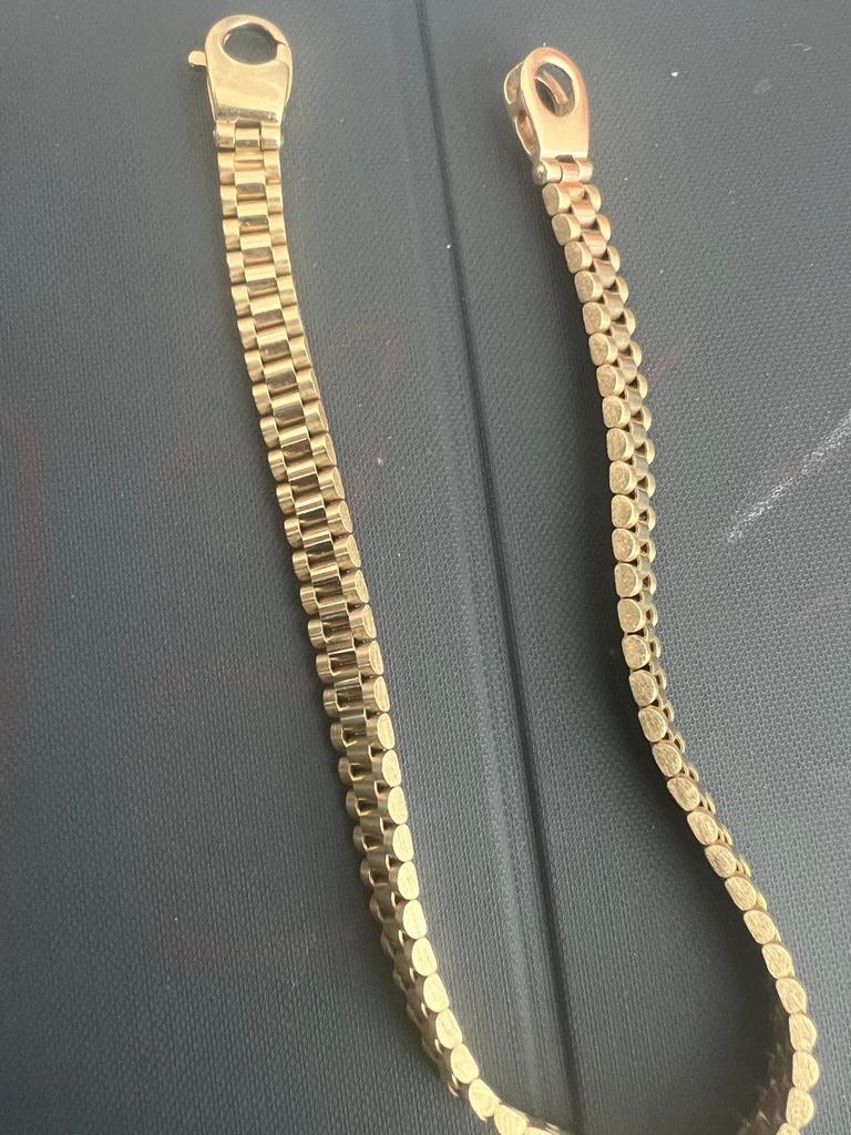 14 k geel gouden Rolex Mens Schakelarmband, Handtassen en Accessoires, Kettingen, Ophalen of Verzenden, Zo goed als nieuw, Geel