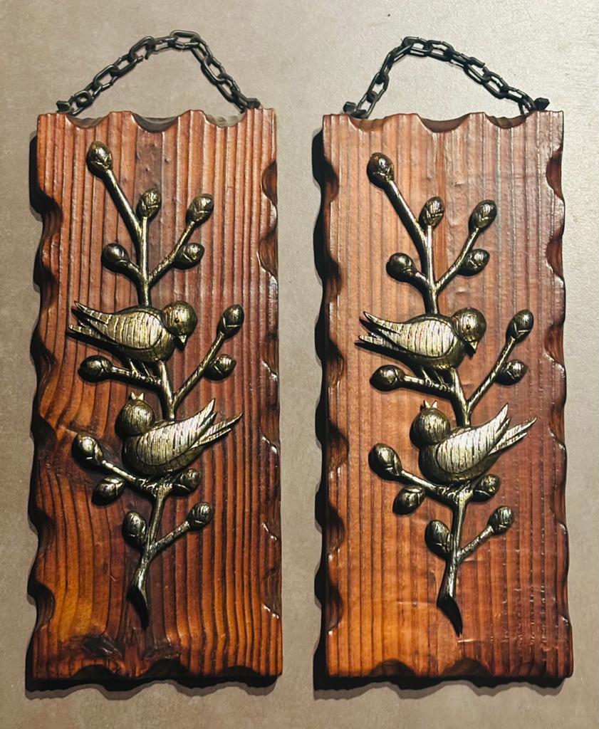 Vintage wanddecoratie vogels op tak (2st), Vintage, Ophalen of Verzenden, Kunststof