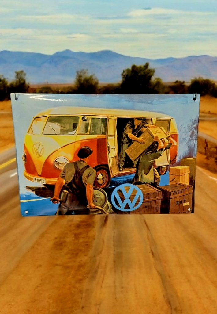 Volkswagen T1 emaille bord - 60 Jaar VW Transporter., Ophalen of Verzenden, Zo goed als nieuw, Reclamebord
