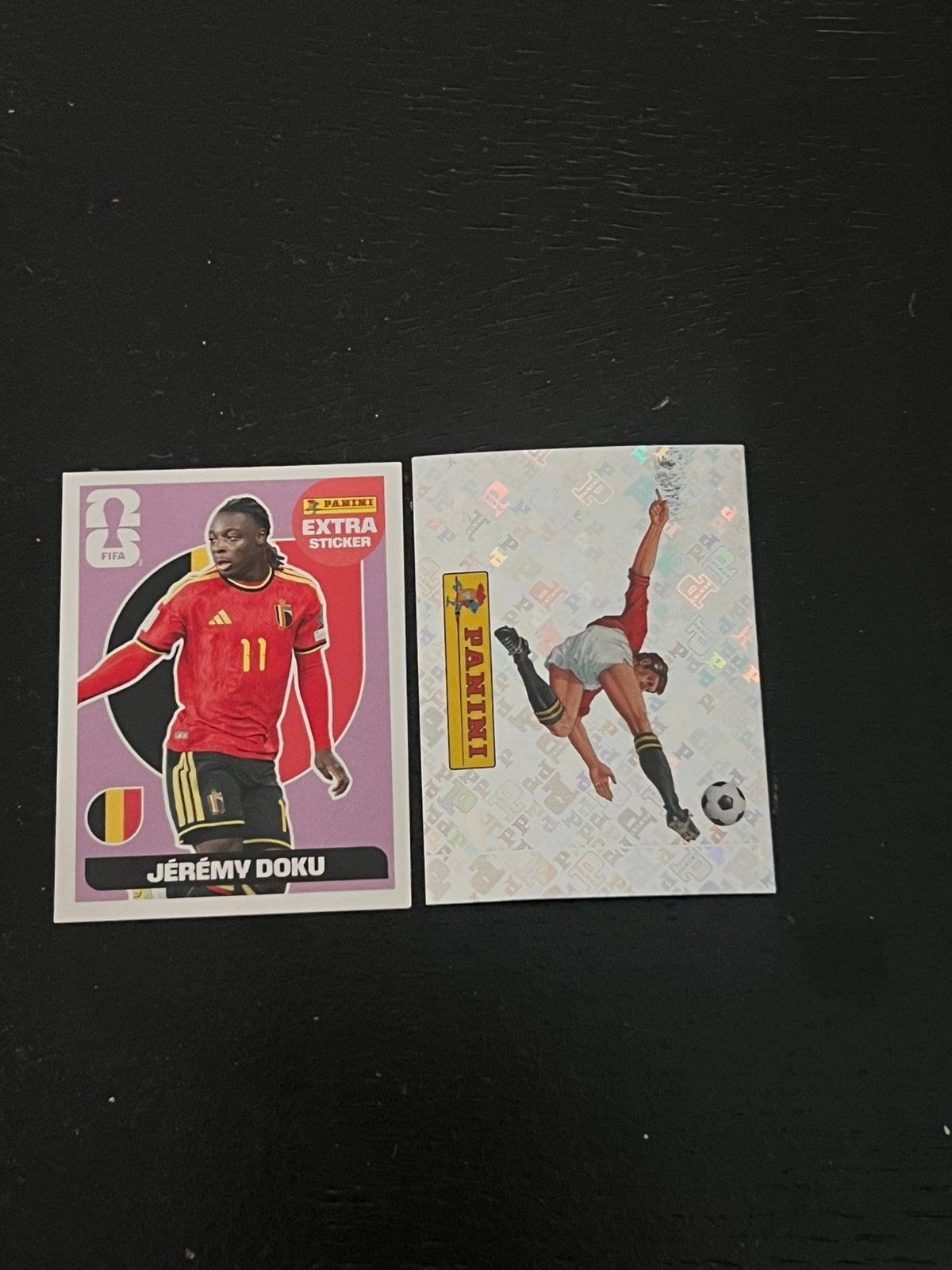 2 Panini Stickers – Jérémy Doku Extra Sticker + #00, Verzamelen, Ophalen of Verzenden, Nieuw