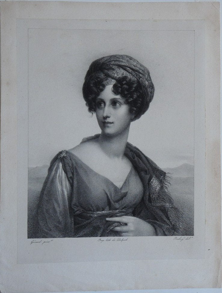 Jean-Baptiste Isabey litho "Lady Hamilton", druk Delpech, Antiquités & Art, Original, Enlèvement, Portraits et figures, Lithographie
