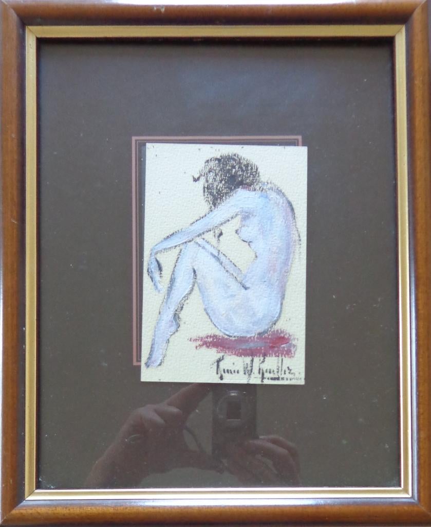 RENEE W. KUELLER / NAAKTE VROUW / ORIGINEEL / 34x28cm KADER, Enlèvement ou Envoi