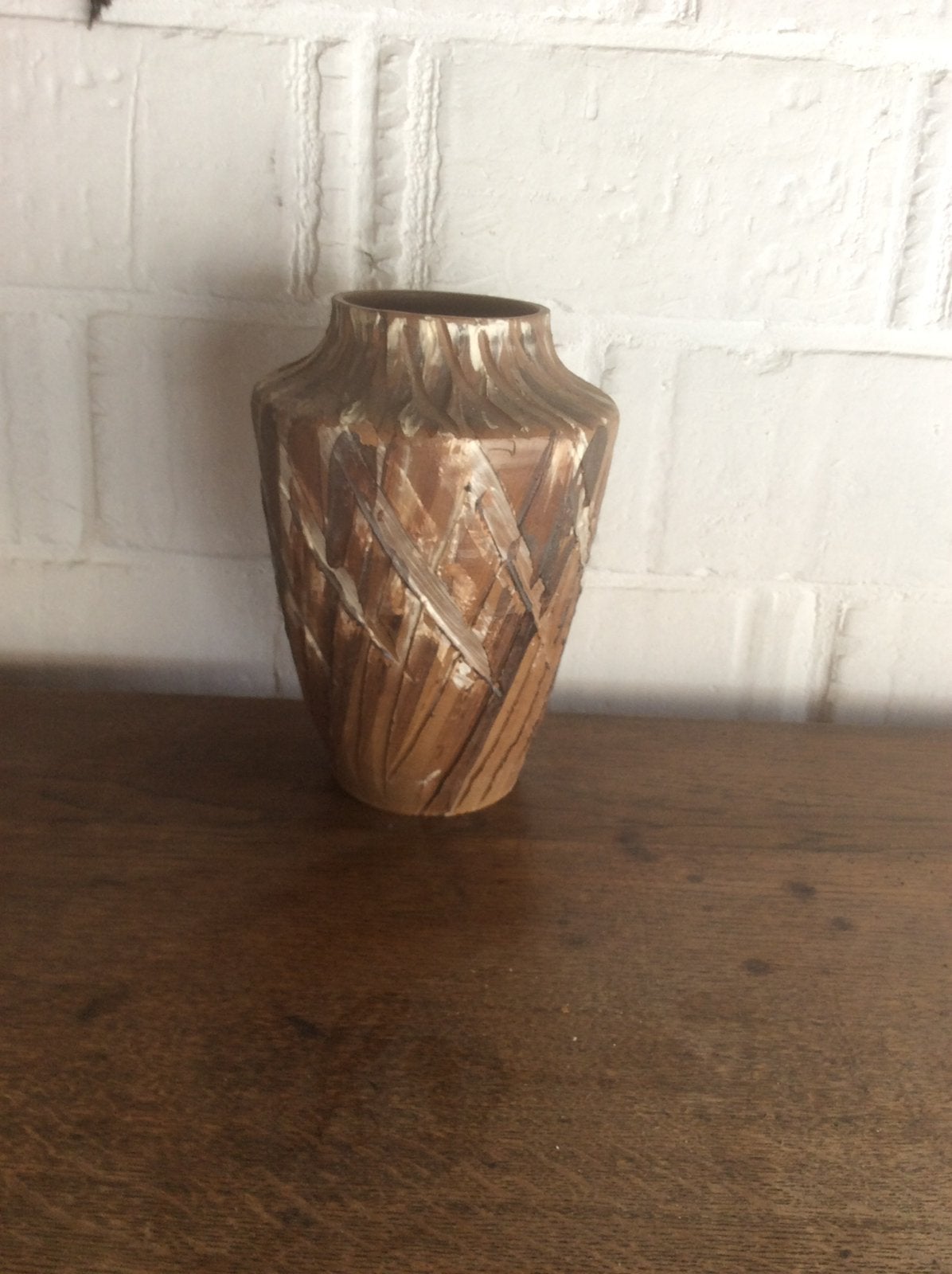 Vase aux couleurs terreuses, Convient pour fleurs séchées, Marron, Matériau naturel, Comme neuf