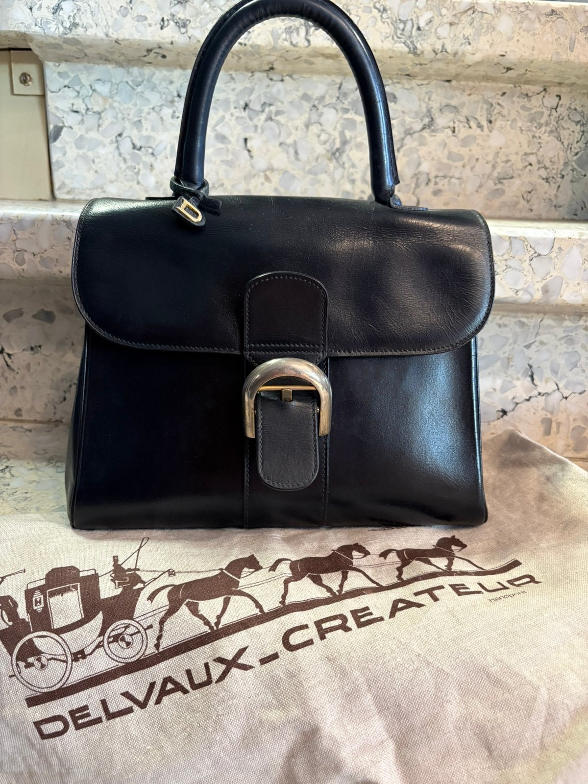 Delvaux vintage Brillant marineblauw boxcalf, Handtassen en Accessoires, Ophalen of Verzenden, Zo goed als nieuw, Handtas