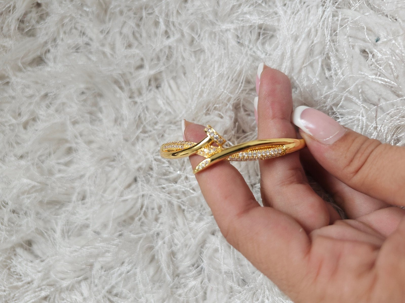 Gouden RVS armband met zirkonia – nieuw, Verzenden, Nieuw, Staal