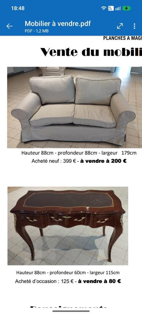 Canapés, rideaux, neufs..., Enlèvement