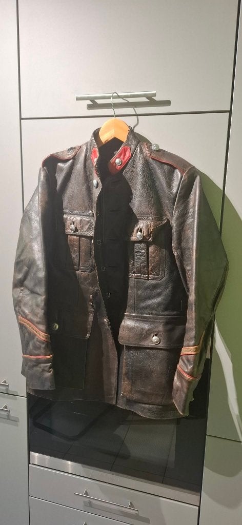 Belgique_Veste en cuir_Gendarmerie belge/Rijkswacht 1961, Collections, Enlèvement ou Envoi, Gendarmerie, Vêtements ou Chaussures