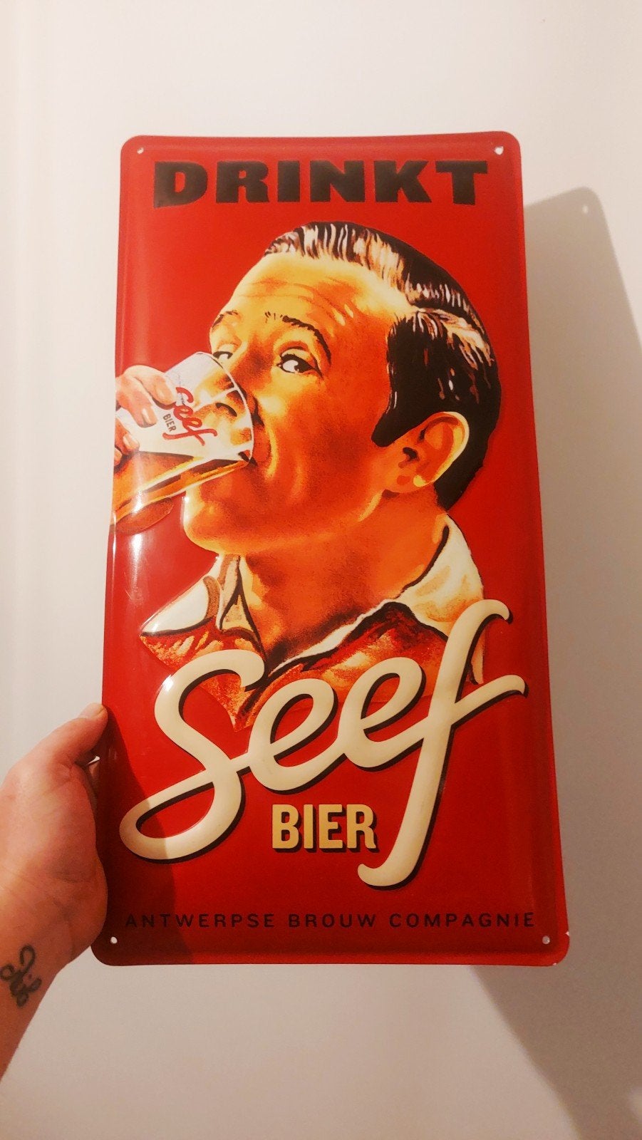 Seef bier Antwerpese Brouw Compagnie reclame bord, Verzamelen, Ophalen