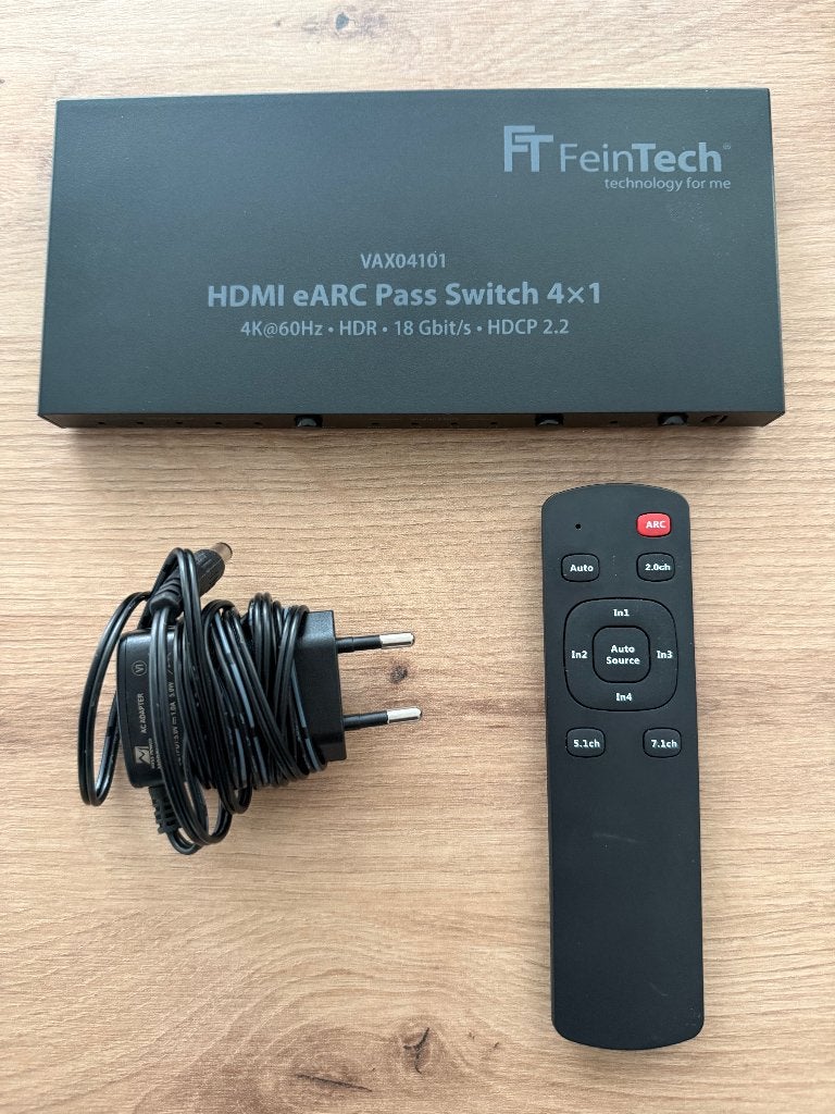 FeinTech HDMI eARC Pass Switch 4X1, Ophalen of Verzenden, Zo goed als nieuw